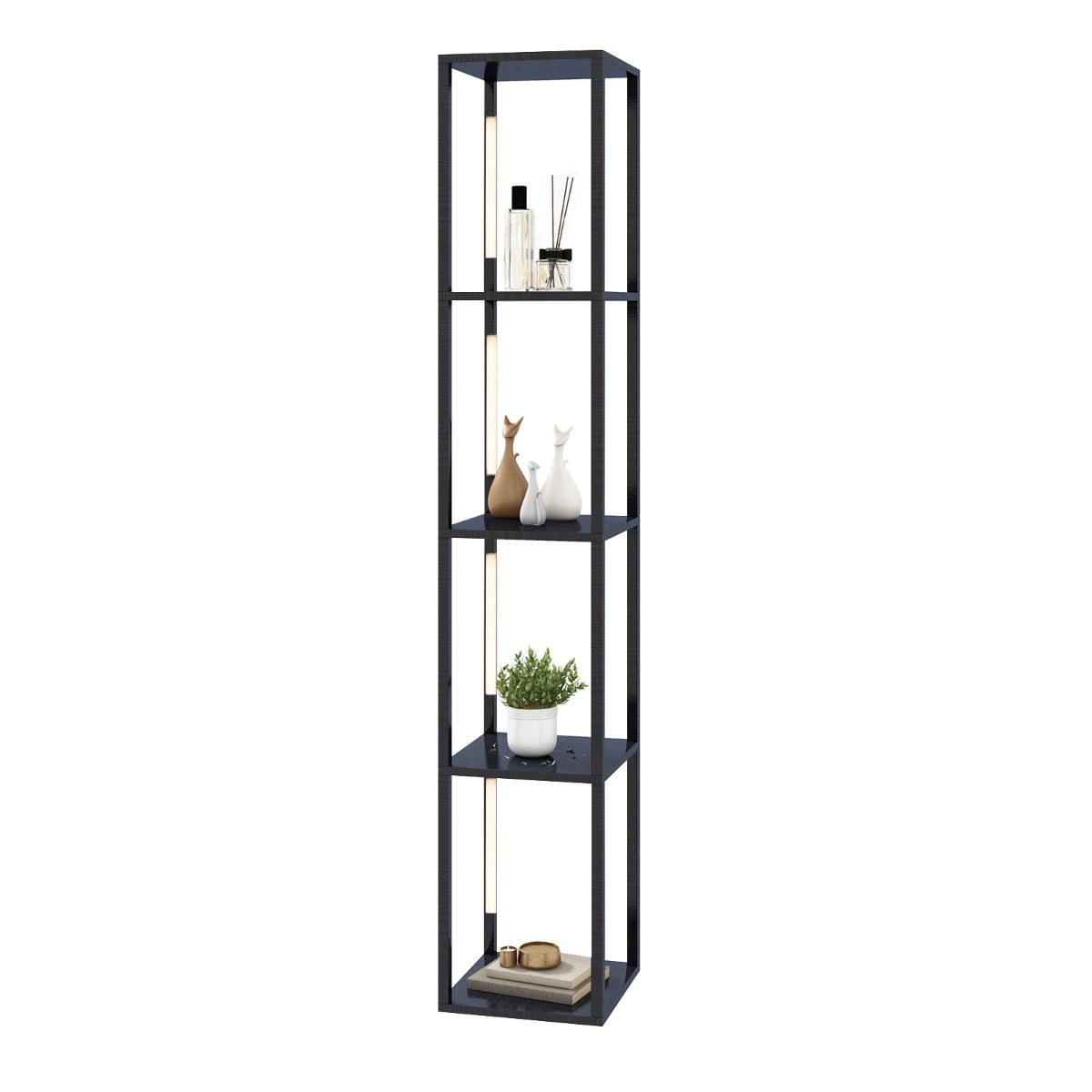 Lampada Da Terra 163Cm Con Lampadine LED Dimmerabili a 3 Livelli Poli LED Ruotabili, Lampada Da Terra Moderna 2 Colori